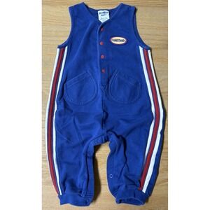 Vintage Oshkosh b'gosh 18m overalls jump bodysuit romper Blue Red Striped